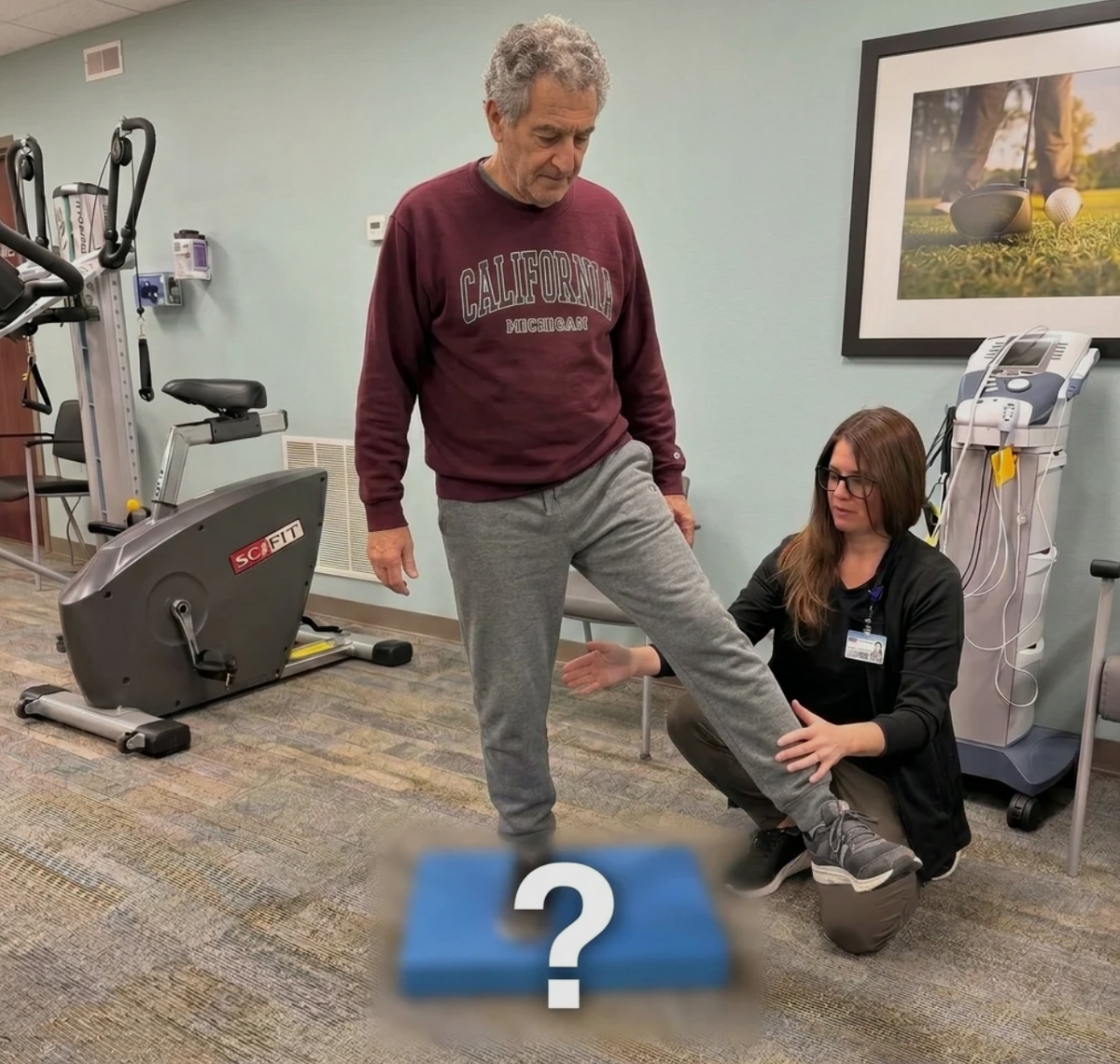 Feet adjusting on a foam balance pad